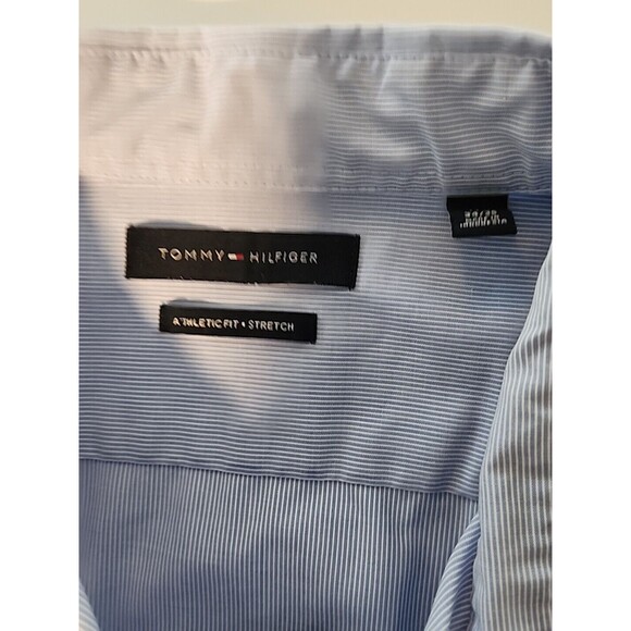 Tommy Hilfiger Mens Athletic Fit Stretch Pinstripe Dress Shirt Size 17.5 34/35 - Picture 8 of 8